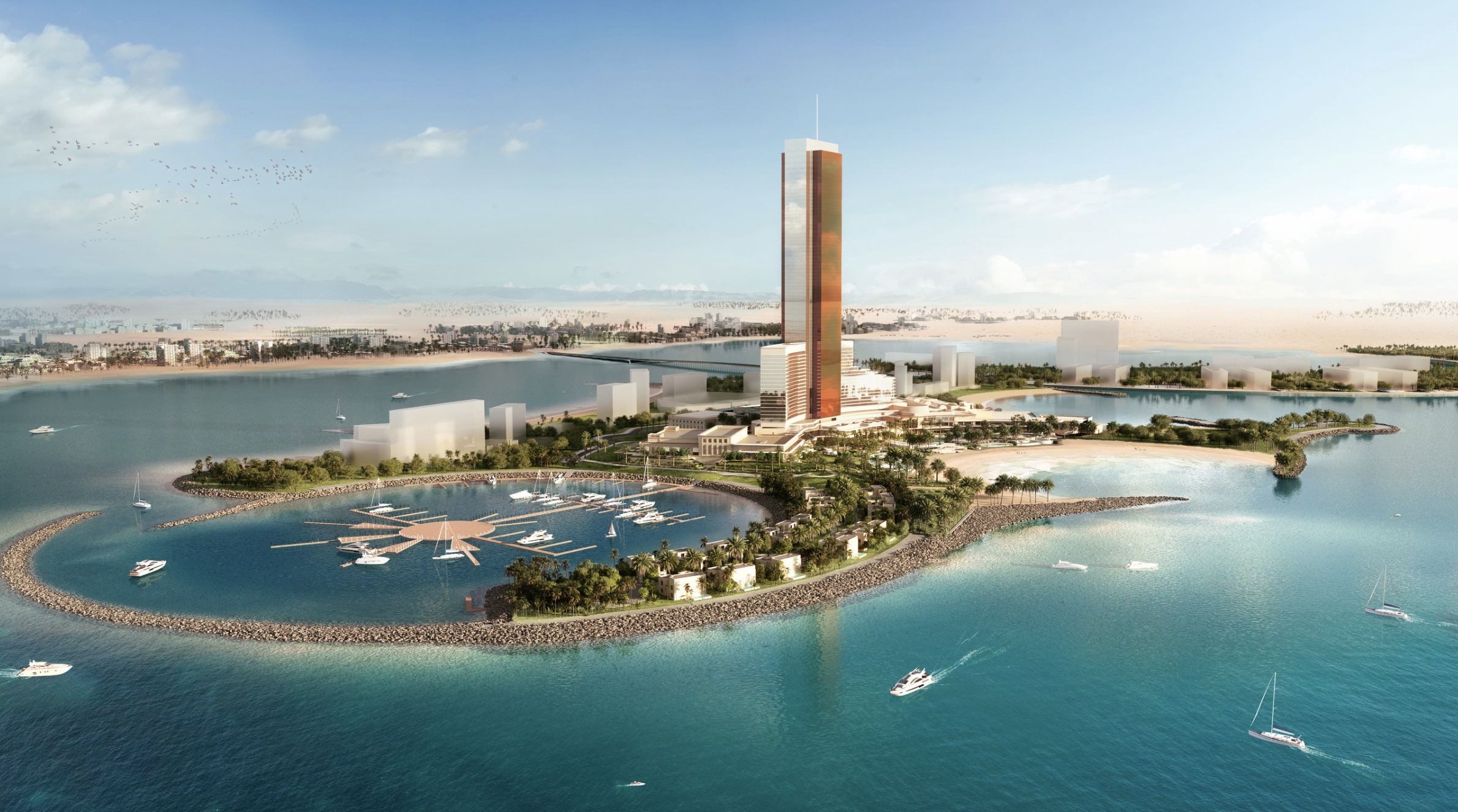 Wynn、UAEのWynn Al Marjan Islandの建設が最上部まで到達を発表