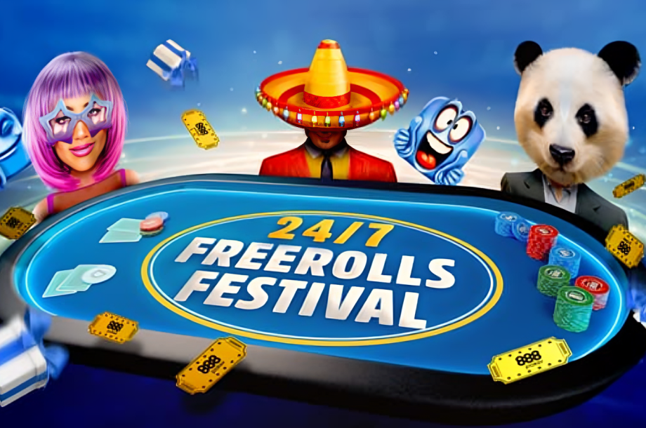 888pokerが24時間365日開催するFreerollsフェスティバル
